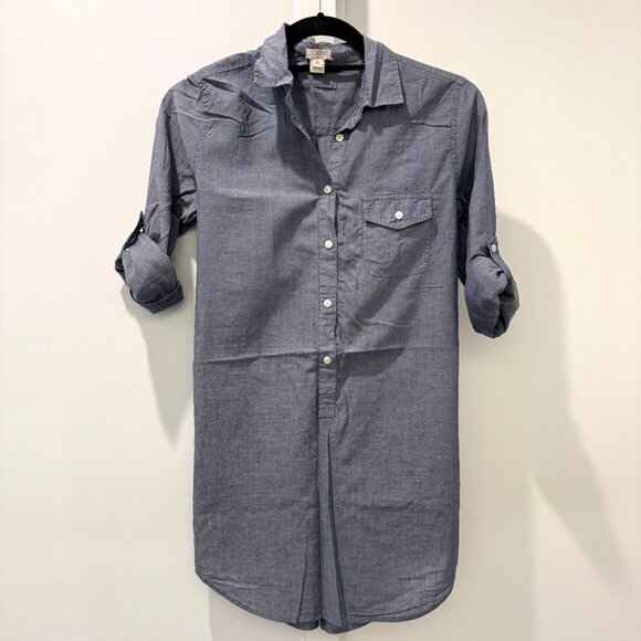 J Crew XS Blue Chambray Shirt Cotton Popover Linen Tunic Top Oxford Button Down - Picture 16 of 16